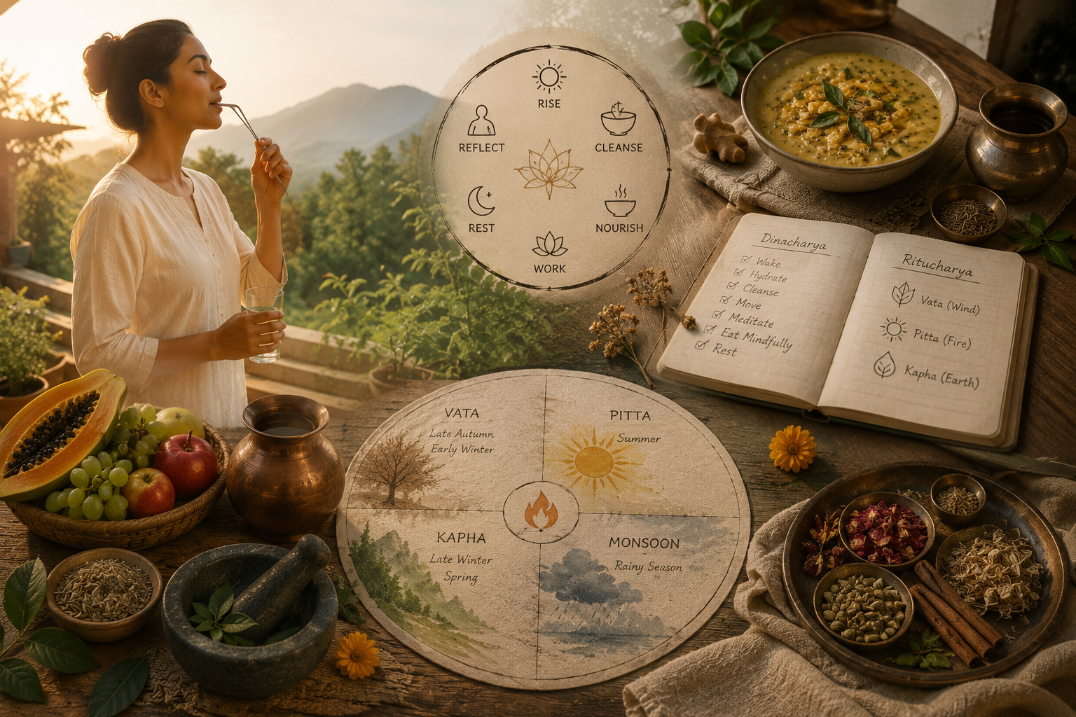 Kindling Agni Through Nature’s Rhythms: Dinacharya and Ritucharya for Digestive Harmony